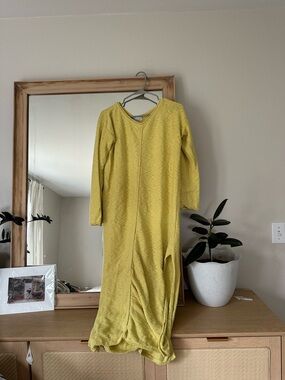 Free People Beach Yellow Knit Long Sleeve Maxi Dress